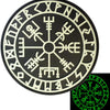 Black embroidered Valknut Viking patch with hook and loop backing featuring Norse symbols.