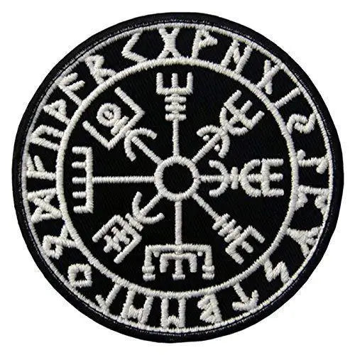 Black embroidered Valknut Viking patch with hook and loop backing