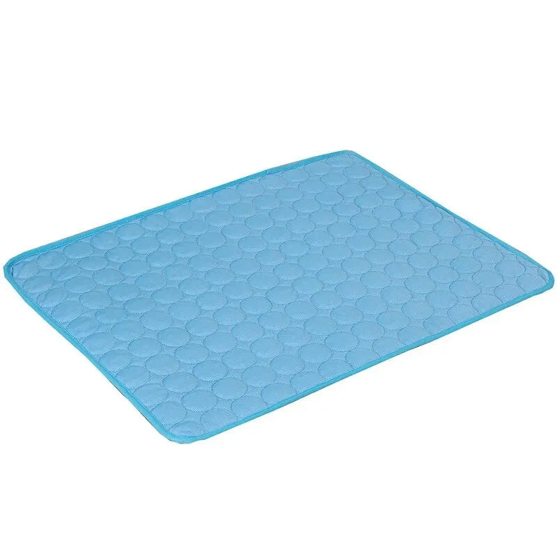 A light blue cooling ice mat designed for pets.