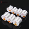 Rolls of silver-colored crystal elastic cord for jewelry making in various gauges