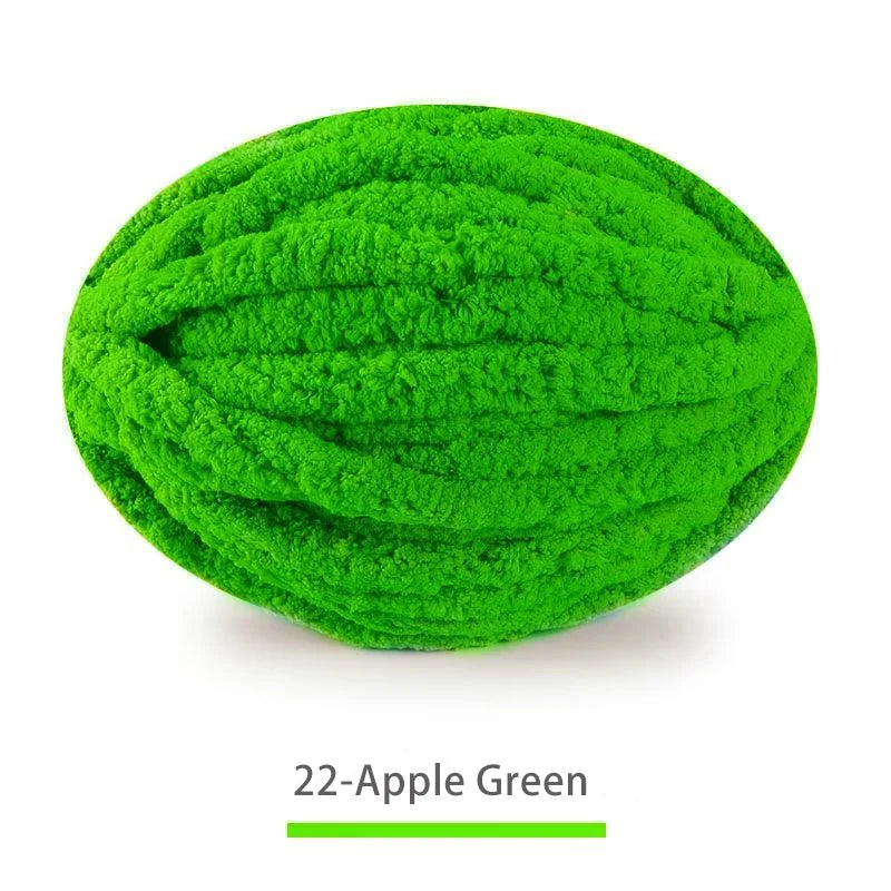 A ball of 22-Apple Green extra thick hand-knitted yarn for crafting and gifts.