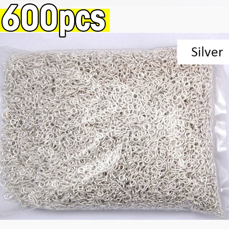 Bag of 600 silver stainless steel eye screw pins for jewelry making