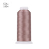 A roll of premium polyester embroidery thread in a rose gold color with a white core.