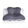 Gray cooling memory foam pillow with white mesh cover and neck support