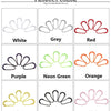A grid showing various colored U-shape zipper pull straps including white, grey, red, purple, neon green, orange, yellow, bla