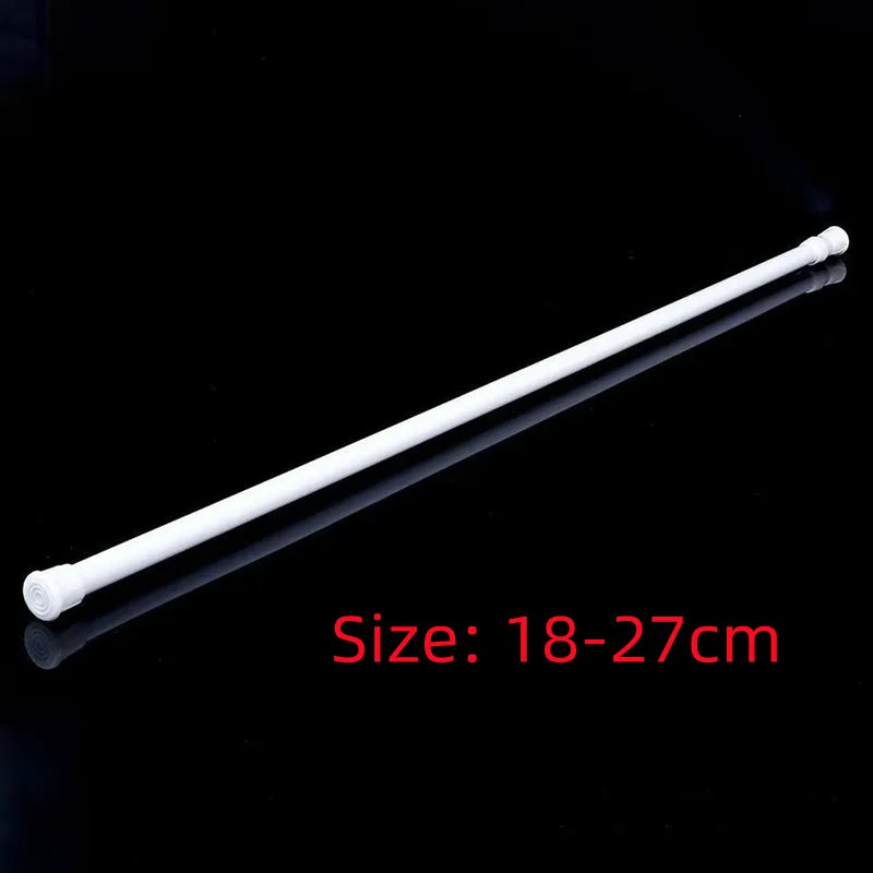 White adjustable metal curtain rod, 18-27cm long.