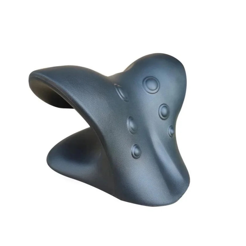 A dark gray natural bamboo neck stretcher designed for relaxation.
