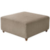 A square ottoman cover in a beige stretch jacquard fabric with a textured weave.
