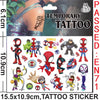 A sticker pack of Spider-Man and his friends temporary tattoos featuring various characters in red, green, and blue.
