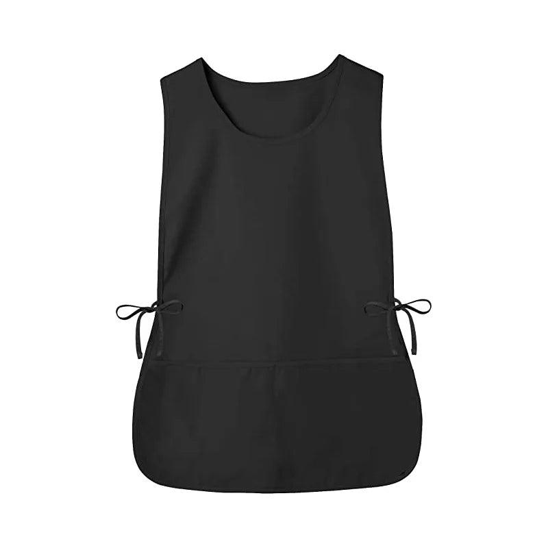 A black versatile polyester apron shown from the front.