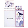 Toddler nap mat set featuring a pillow, blanket, and decorative elephant and dinosaur patterns