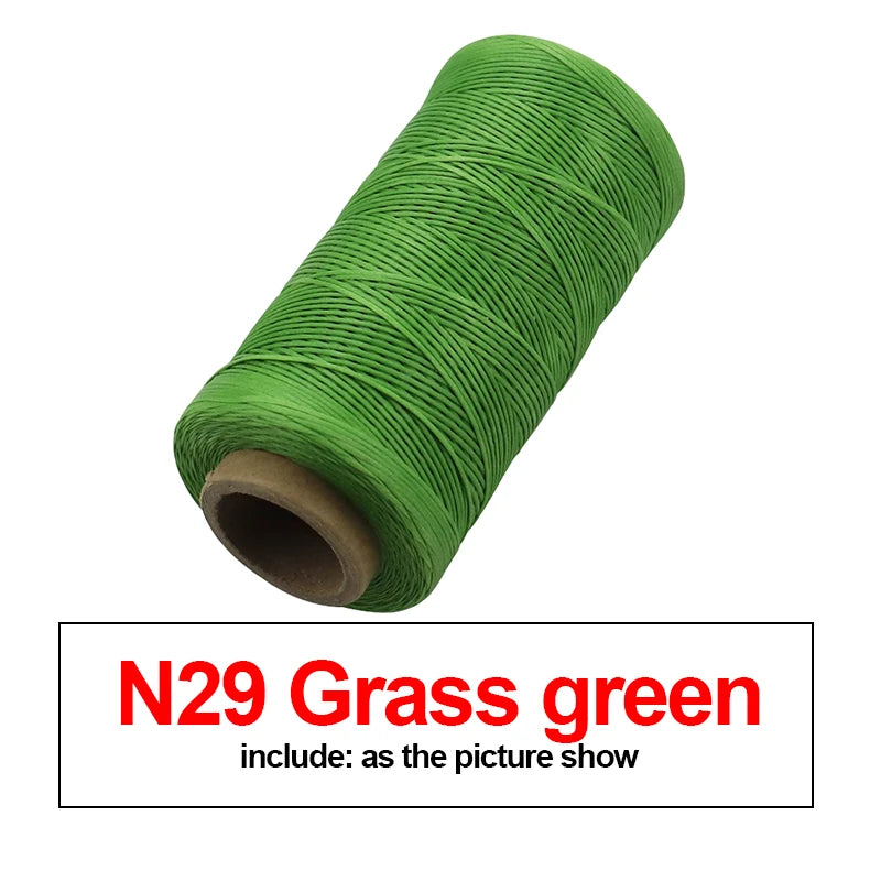 A roll of N29 Grass green waxed thread for leather and crafting.