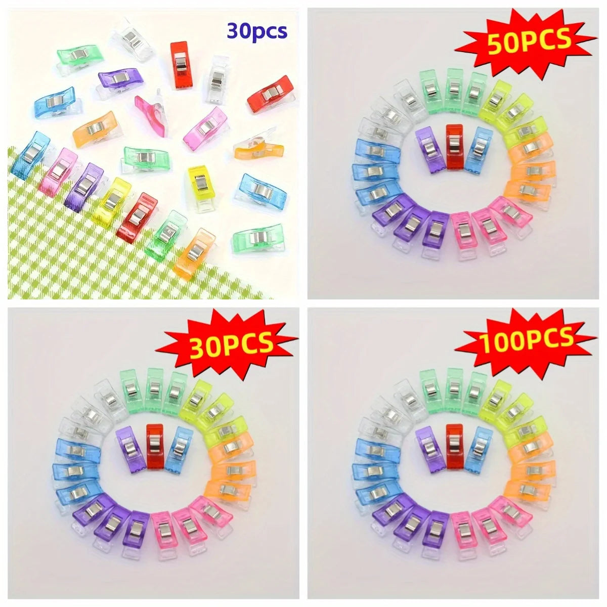 Colorful U-Shaped Sewing Clips for Fabric Edging and Crafts