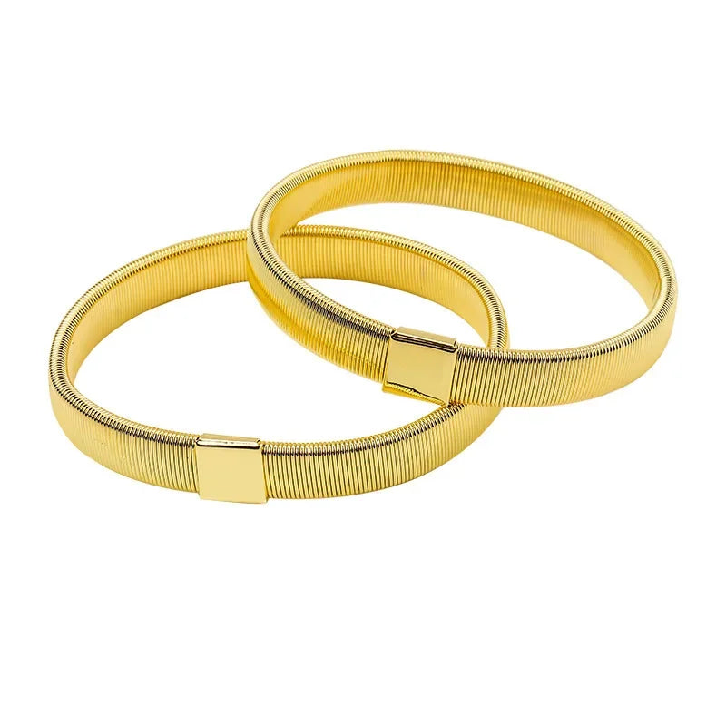 Gold metal sleeve garters or adjustable arm bands for men