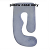 A light purple pillow case shaped like a J for a maternity pillow.