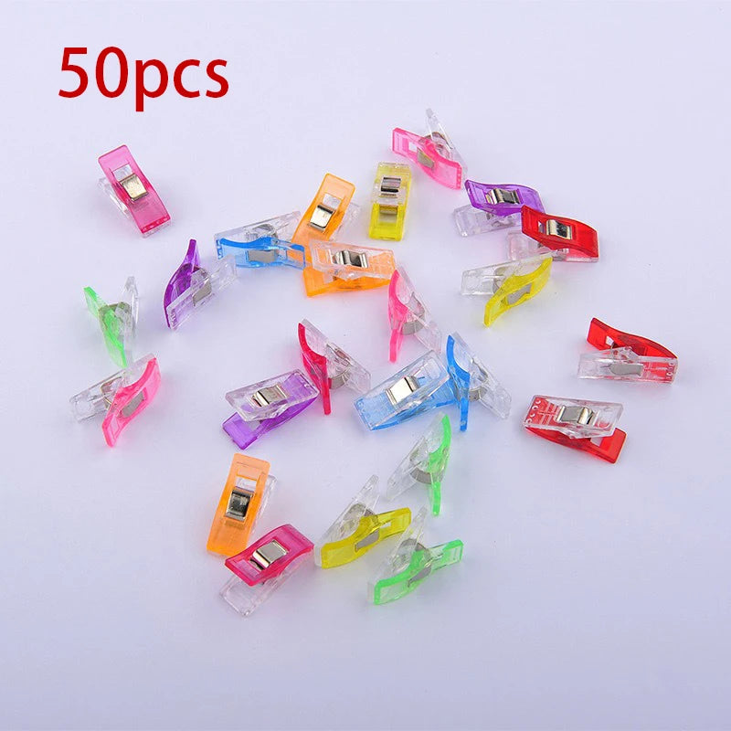 50 pieces of colorful plastic sewing clips for crafting and knitting projects