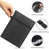 Black heavy-duty outdoor BBQ grill cover shown with features for easy cleaning, storage, and processing.