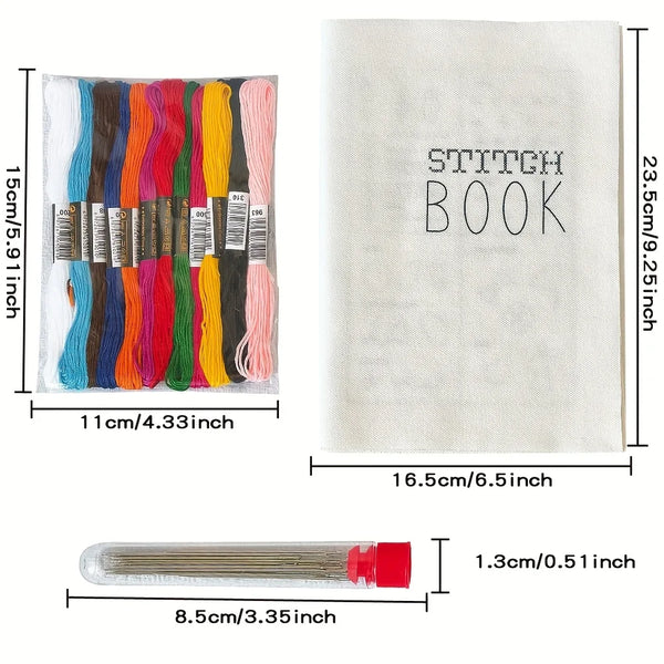 A portable mini embroidery sewing kit showing colored threads and a needle.