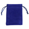 A dark blue velvet drawstring gift bag with braided ties.