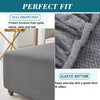 Gray stretch jacquard ottoman cover with an elastic bottom and full protection features