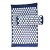 A dark blue acupressure relief mat and pillow set featuring a grid of white massage balls.