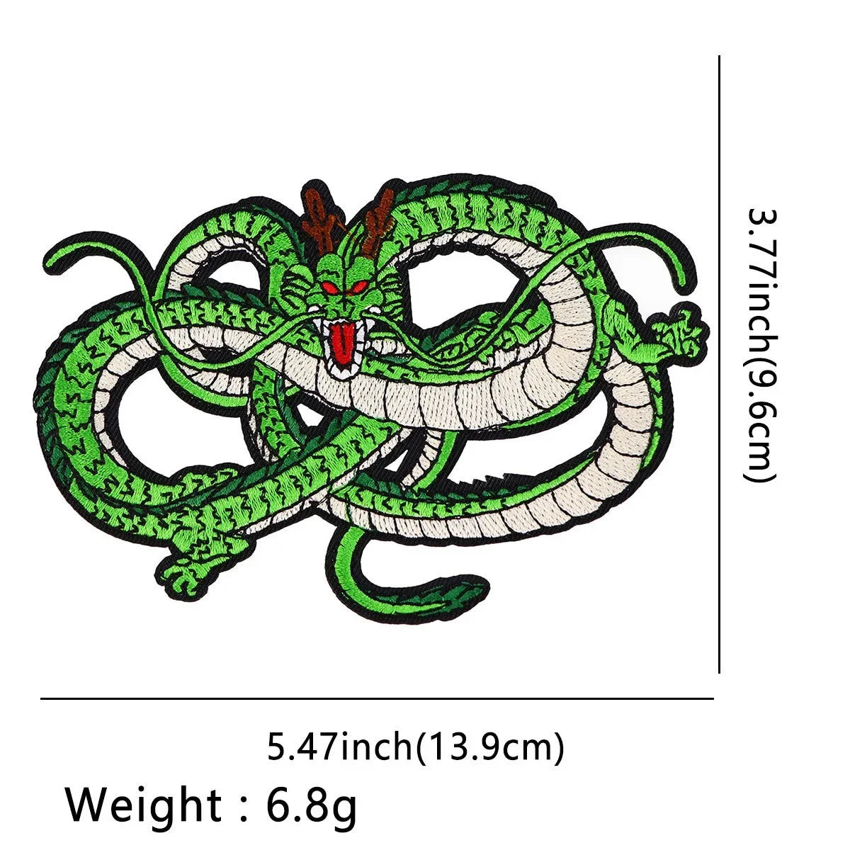 Green embroidered snake iron-on patch with a red eye detail