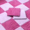 Pink and white checkered plush EVA foam play mat tiles for kids