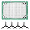A set of black adjustable crisscross bed sheet clips used for secure holding.