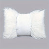 White sequin fur cushion cover with fluffy white trim