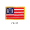A rectangular embroidered patch featuring the design of the American flag with red and white stripes and a blue canton on a y