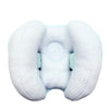 White quilted baby head and neck support pillow designed for strollers and car seats
