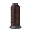 Roll of dark brown heavy duty 3-ply nylon sewing thread on a spool.