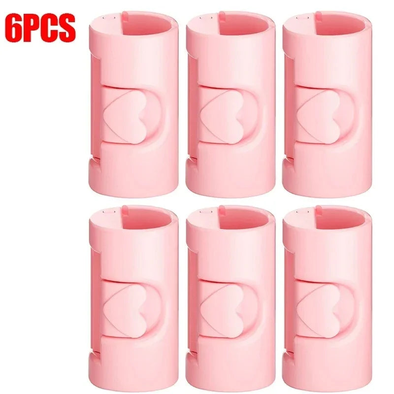 Six pink non-slip bed sheet grippers with adjustable clips shown in a grid layout.