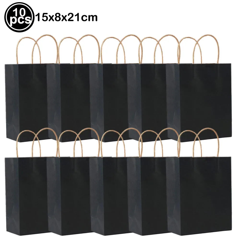 Ten black rectangle tablecloths with natural twine handles.
