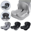 Ergonomic memory foam car seat cushion shown in various angles and colors.