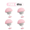 Four pink adjustable quilt and fabric clips shown in various views