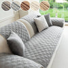 Gray quilted sofa cushion covers with various fabric textures and anti-slip features