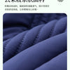 Close-up of a dark blue quilted fabric texture showing soft folds and stitching.