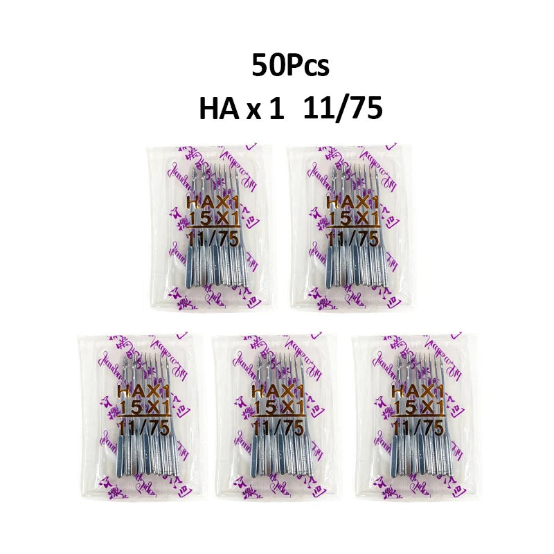 50 pieces of HA x 1 11/75 sewing machine needles in clear packaging.