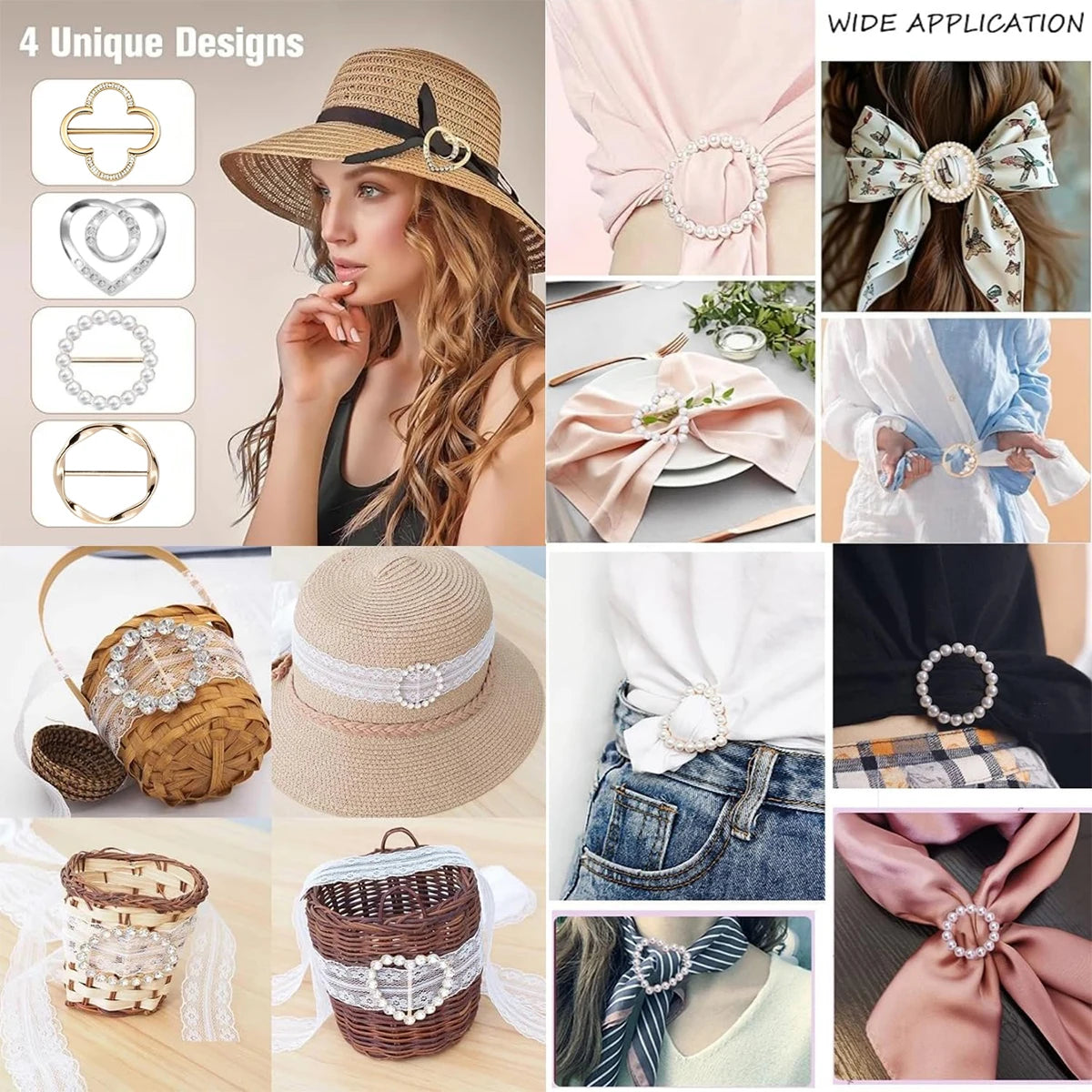 A collection of round heart button clips in various colors and materials for clothing and accessories.