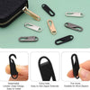 A set of detachable zipper pull replacements in various designs and finishes for bags and garments.