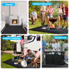 A heavy-duty double-sided grill mat is shown being used for outdoor barbecuing and garden cooking.