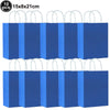 Ten blue rectangle tablecloths with white loops displayed in a row.