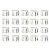 A set of twelve clear invisible pant hem clips shown in various angles and lighting.
