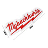 White embroidered patch with red text Mybackhurts and a lightning bolt design on a white background