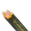 A set of yellow and pink erasable fabric chalk markers for sewing, packaged in a black holder.