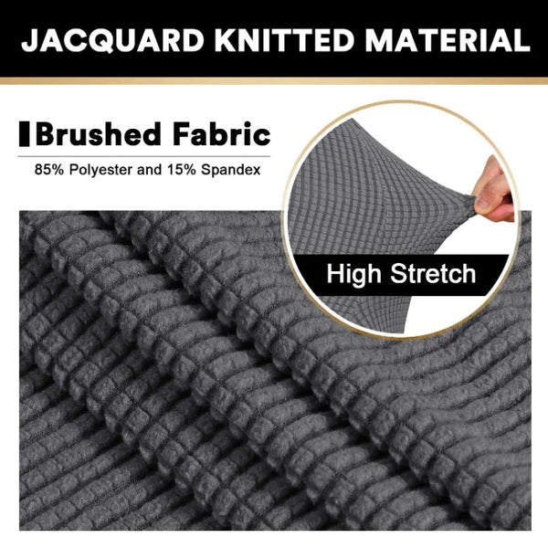 Close-up of a gray brushed fabric showing high stretch texture for a Jacquard knitted material footrest slipcover.