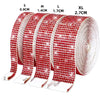 Roll of red crystal rhinestone ribbon with size measurements labeled for DIY crafts