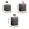 Three sizes of large fabric storage bags labeled M, L, and XL showing dimensions.