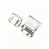 Clear plastic invisible pant hem clip with a silver metal component.